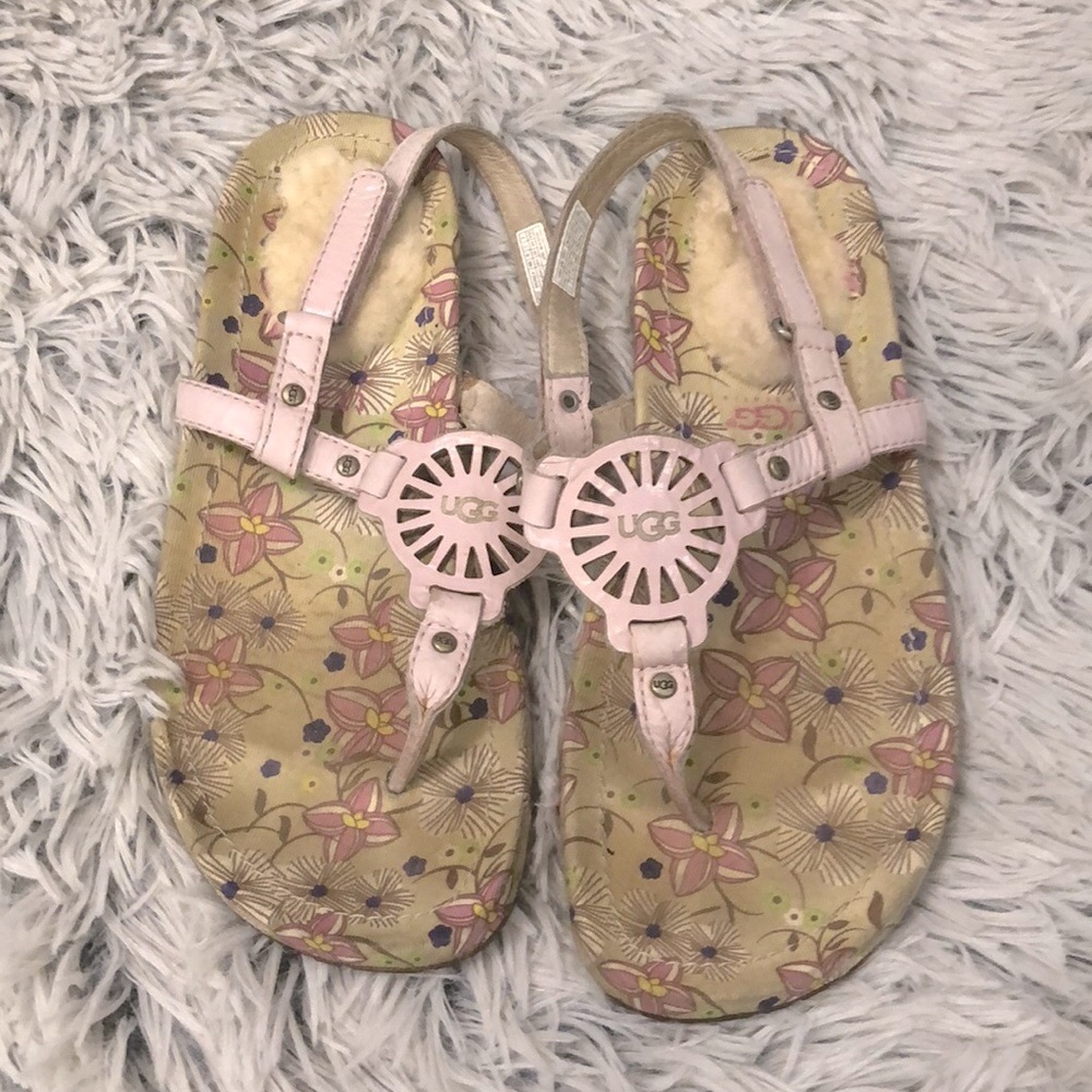 UGG Ayden Leather Sandals With Lamb Lining, Pink